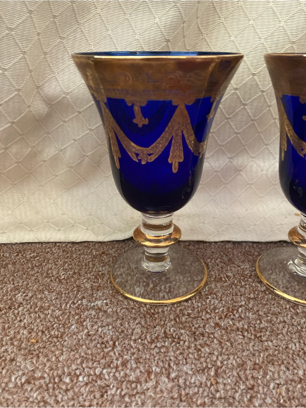 Royal VTG bohemian crystal goblets glasses 24k gold "Medici" set of 4 MCM